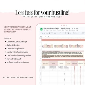 Client Session Tracker Spreadsheet for Coaches, CRM, Client Management ...