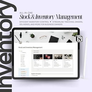 Notion在庫管理テンプレート、Notion在庫トラッカー、EコマースNotionテンプレート、在庫リスト、ビジネス在庫トラッカー