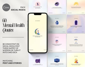 60 Zitate über psychische Gesundheit | Instagram Posts und Stories | Ermutigen & Bestärken | Bearbeitbare CANVA-Vorlagen | Instagram Templates für soziale Medien
