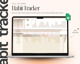Planificador de hábitos de Google Sheets: Planificador de objetivos diarios y semanales (Descarga digital)