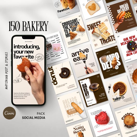 Bakery Instagram Post Templates | Bakery Instagram Template | Cake Business Social Media |Coffee Bake Shop Template | Social Media Marketing