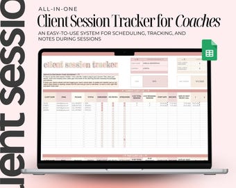 Klient Session Tracker Tabelle für Coaches, crm, Kundenmangement Google Sheets, Coach-Kalkulationstabelle, Coaching Tracker, Kundenliste