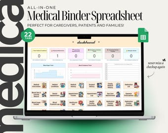Medical Binder Spreadsheet, Health Wellness Tracker Spreadsheet, Chronic Illness Log, Medical Log, Medical History Tracker, Pain & Symptom
