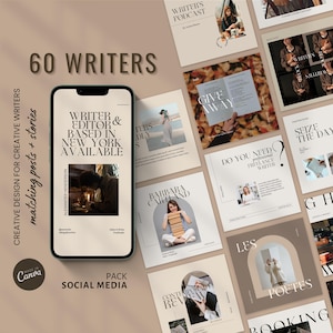 Template Instagram per poeti, scrittori e autori. Modelli per social media per scrittori e poeti, CANVA, modelli CANVA per Instagram