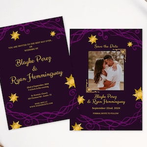 Rapunzel inspirierte Hochzeitseinladung, Märchenpartyeinladung, Bearbeiten Sie sich selbst, Sofortiger Download