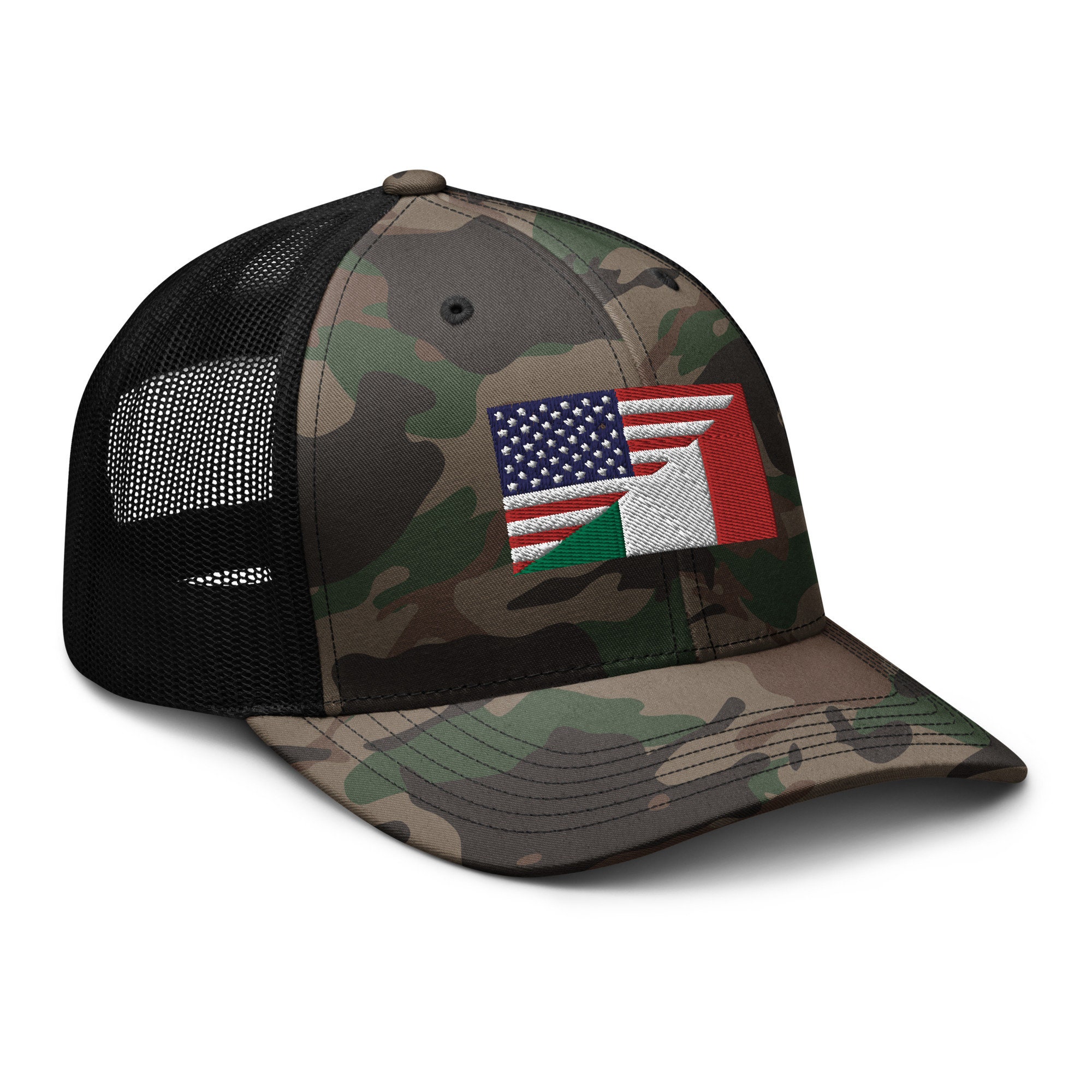Italian American Camouflage (Camo) Patriotic trucker hat, Gift for Him, Gift for Her, Italian Hat, USA American Flag Hat