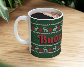 Buon Natale, Italian Christmas Theme Ceramic Mug 11oz