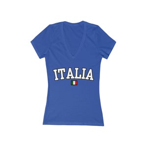 ITALIA Women&#39;s Jersey Short Sleeve Deep V-Neck Tee