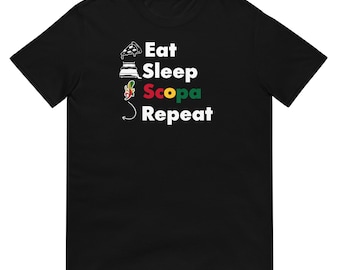 Eat, Sleep, Scopa, Repeat Short-Sleeve Unisex T-Shirt, Funny Italian Tshirt, Gift for Him, Gift for Her, Italian Gift, Tee