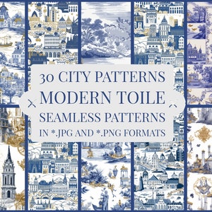 Paysages urbains de toile modernes | 30 modèles sans couture | Disponible pour un usage commercial