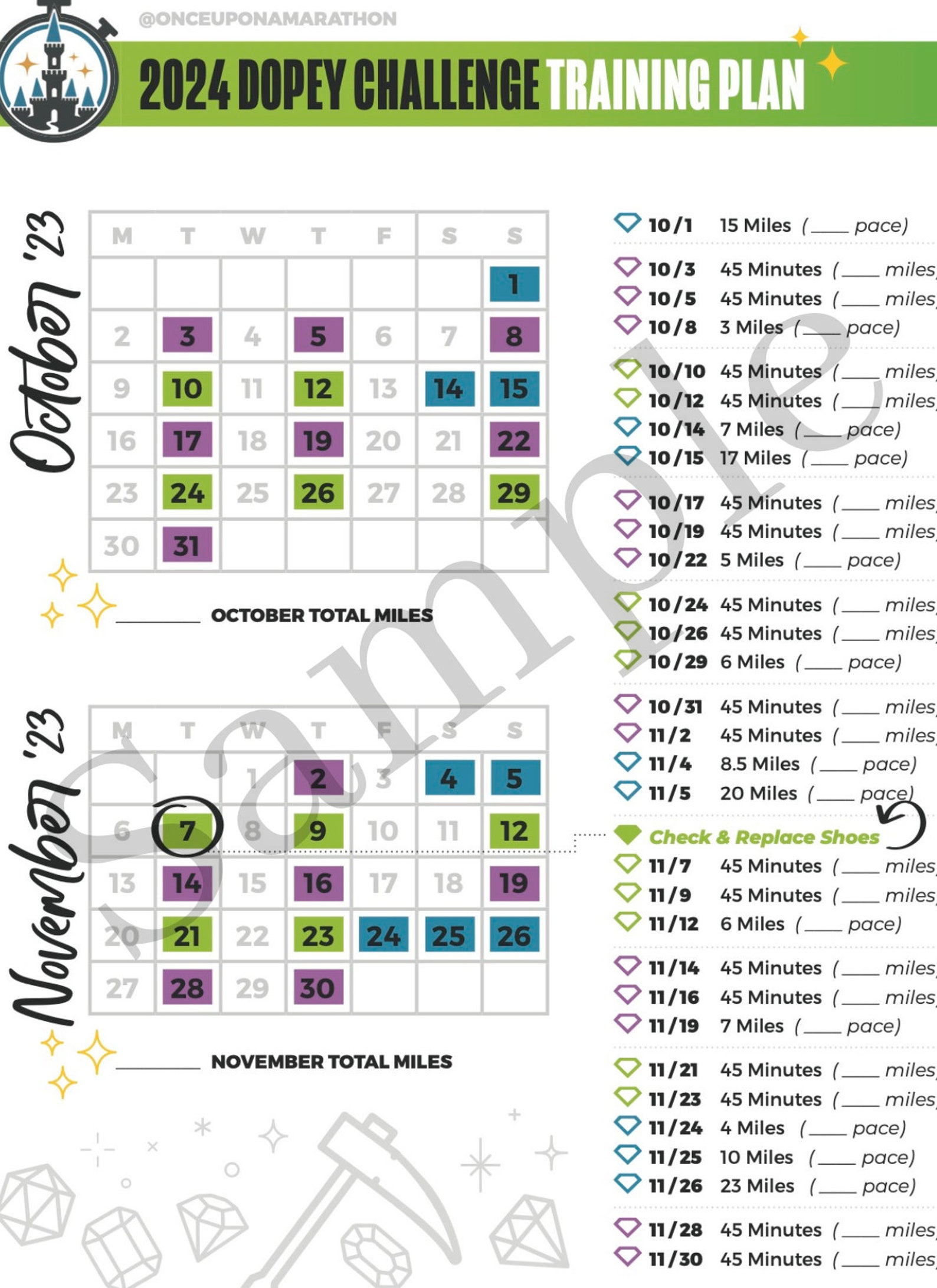 Dopey Challenge 2024 Training Plan Etsy
