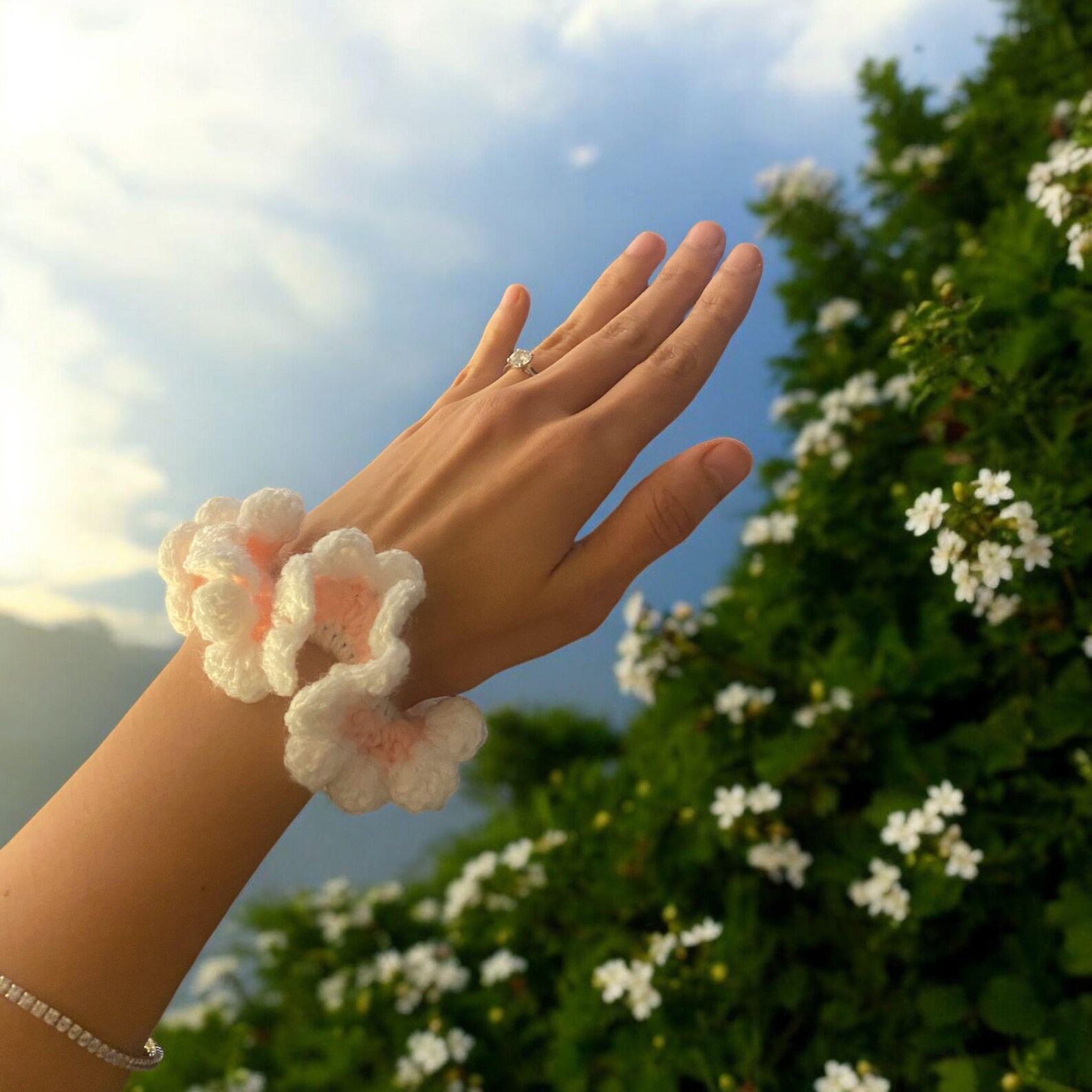 Crochet Scrunchie Pattern, Crochet Hair Tie, Pink Crochet Hair ...
