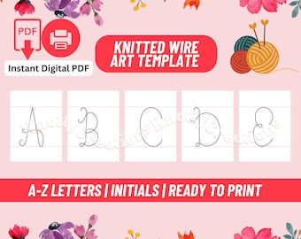 Printable Letter Template for Wire Art, Cursive Alphabet Template, Uppercase Letters, Mesh Names, Font Template, Perfect for Keychain, icord