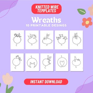 Wreath Knitted Wire Template, 10 Cord Designs, Cord Template, Wreath Knitted wire ar,  Tricotin, icord