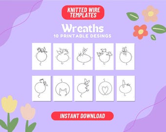Knitted Wire Wreath Template, 10 Cord Designs (PDF Pattern)