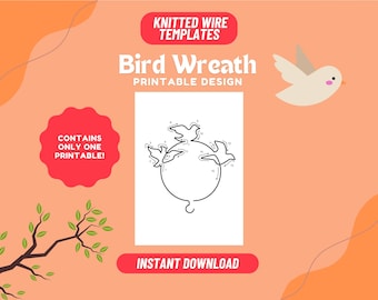 Bird Wreath Knitted Wire Art Template, Tricotin Design (PDF Pattern)