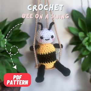 Amigurumi Bee on a Swing Pattern, crochet animals for beginners, easy crochet patterns for beginners, Crochet Plushie