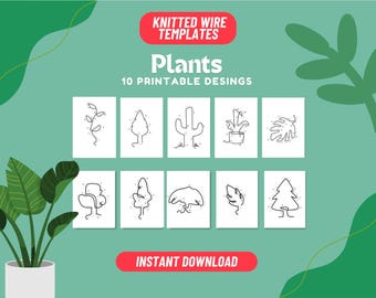 Knitted Wire Plant Templates, 10 Cord Designs (PDF Pattern)
