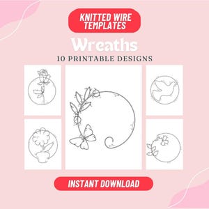 Wreath Knitted Wire Template, 9 Cord Designs, Cord Template, Wreath Knitted wire ar, Tricotin, icord