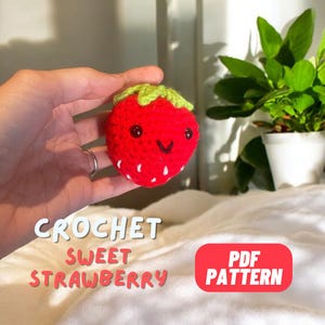 Adorable Strawberry Amigurumi Pattern, Emotiona Support Crochet, Easy Crochet Fruit PDF Tutorial, easy crochet patterns for beginners