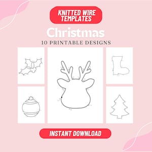 Plantilla para arte navideño con alambre tejido, 10 diseños para doblar alambre, plantilla para alambre tejido, decoración con formas navideñas, tricotina, icord