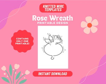 Rose Wreath Knitted Wire Art Template, Bending Design (PDF)