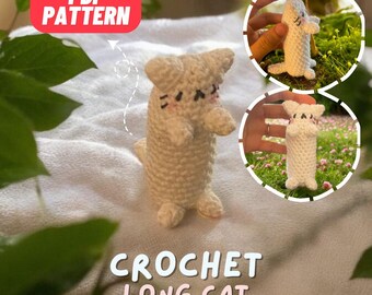 Long Cat Amigurumi Pattern, Emotional Support Crochet,  easy crochet patterns for beginners, crochet animals for beginners