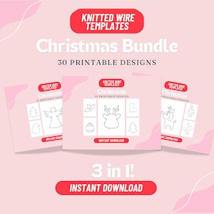 Plantilla para arte navideño con alambre tejido, paquete de 30 diseños para doblar alambre, plantilla para alambre tejido, decoración con formas navideñas, tricotina, icord
