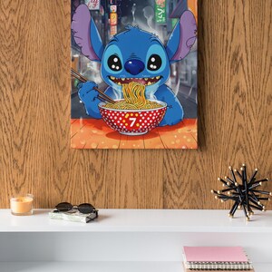 Stitch inspired wall art, Lilo and Stitch, Lilo & Stitch, Japanese Style Wall Art, Ramen Noodles Art, Cartoon Wall art, Home Decor