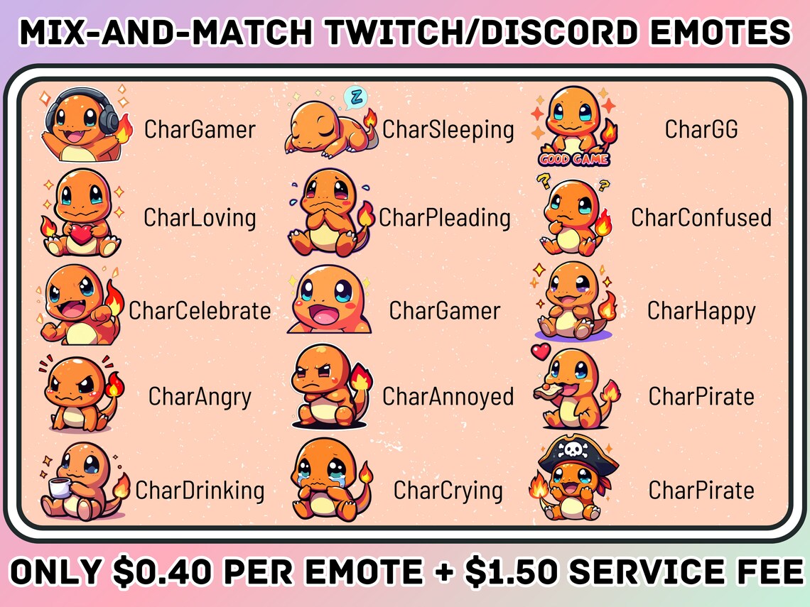 Mix-and-match Pokemon Twitch/discordemotes: 10 Emotes - Etsy