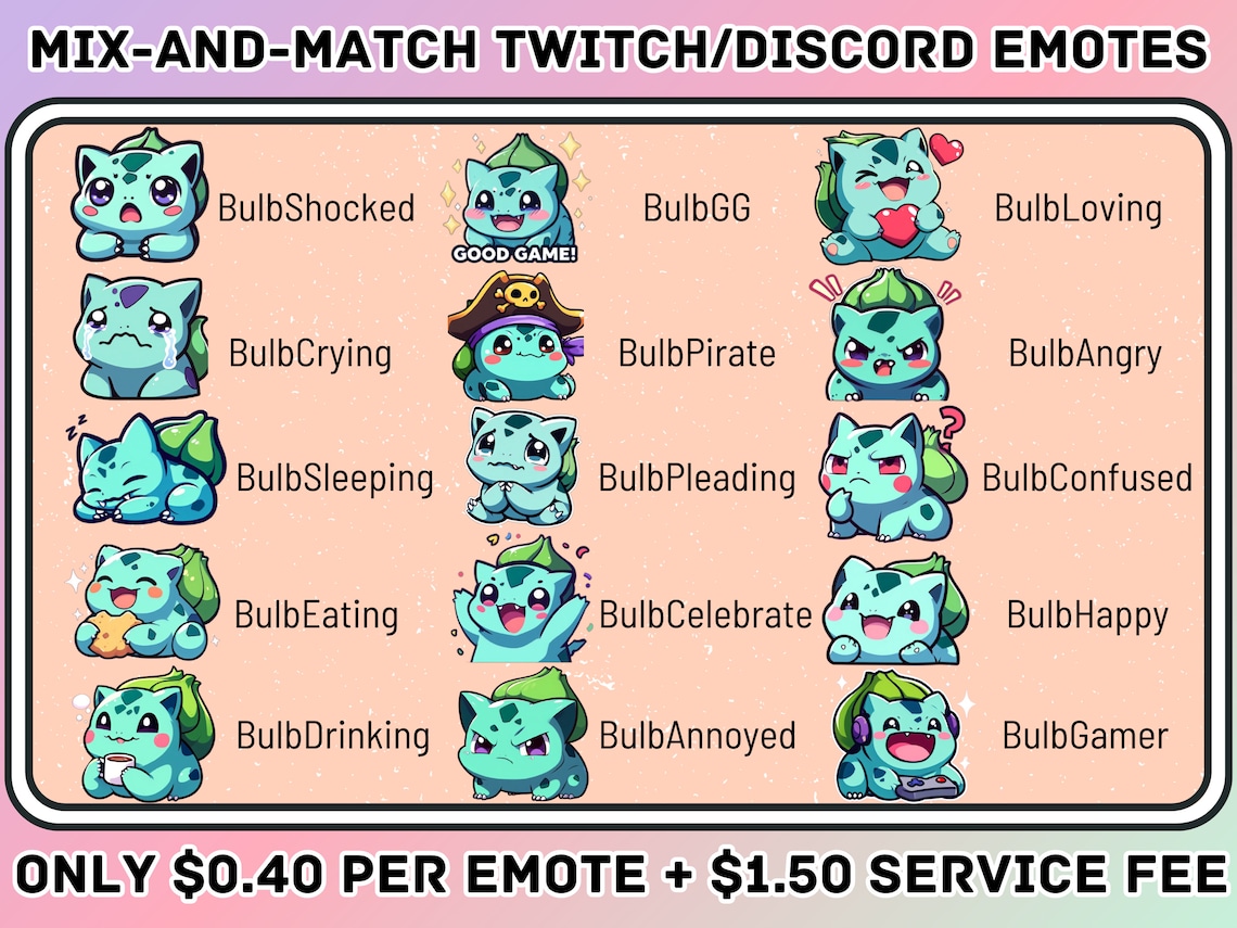 Mix-and-match Pokemon Twitch/discordemotes: 10 Emotes - Etsy