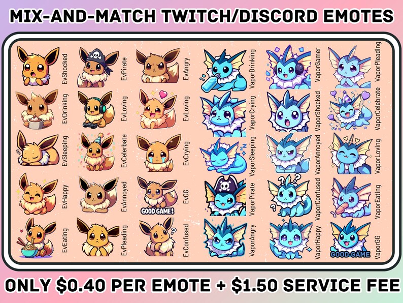 Mix-and-match Pokemon Twitch/discordemotes: 10 Emotes - Etsy