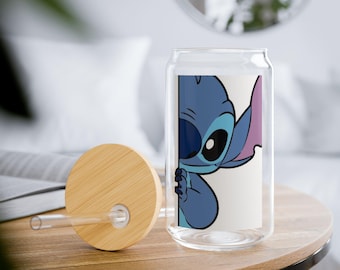 Stitch Sipper-glas, 16oz voor water, leuk tropisch ontwerp, schattige beker van Lilo en Stitch, schattige drinkbeker met tekenfilmfiguur, cadeau voor Disney