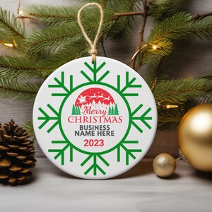 Custom Company Name Christmas ornament, personalized business ornaments, bulk customized ornaments