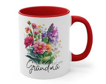 Nuova tazza della nonna, tazza della nonna, tazza personalizzata, tazza della nonna personalizzata, regalo unico della nonna, regalo di compleanno della nonna, tazza di fiori della nonna