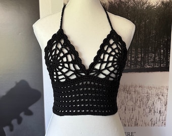 Spiderweb Crochet Bralette: Gothic Festival Crop Top