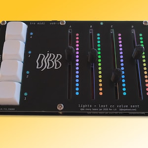 DJBB LumaFader 68 MIDI Controller - RGB Faders | 17 Banks | Visual Feedback | Pickup mode | Compact usb-c design | Mechanical Keyswitches