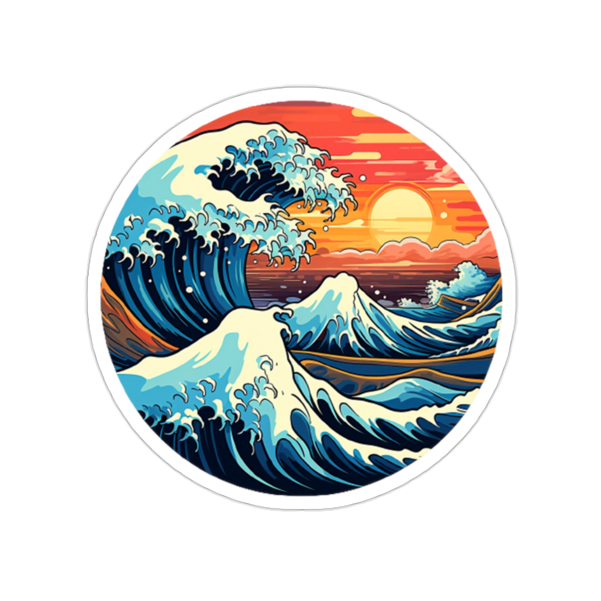Wave Sticker / Decal , Cool Vibrant Wave Sticker , Ocean Themed Decal ...