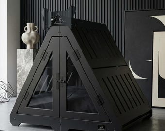 WLO® Onyx Black Lakota Dog Crate | Indoor & Patio Dog Kennel, Luxury Furniture