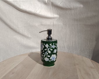 Handmade Blue Pottery 3-in-1 Pump Dispenser: Artistic Soap, Shampoo, Lotion | Convenient and Stylish | Easy refill and clean | Giftable Item
