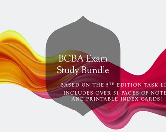 BCBA Study Bundle (31 page study guide and printable index cards) based on the 5th Edition Task List