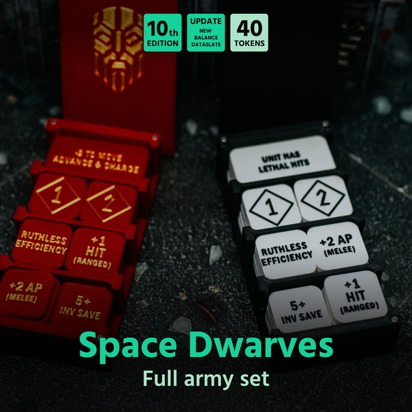 Space Dwarf army set for Warhammer40k (40 tokens) 10th edition