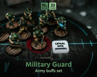 Military Guard army set (Without orders!) for Warhammer 40k (33 tokens) 10th edition