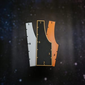 15 cm stridsmätare (15, 3, 5, 2, 2,5 cm) — Mätverktyg för krigsspel, tillverkat på beställning, 28 färger