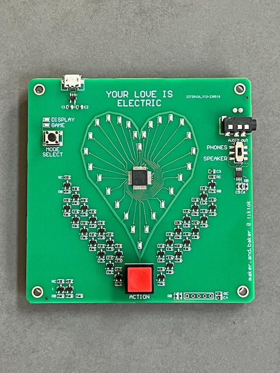 Customizable Circuit Board Arcade Game - Your Love is Electric