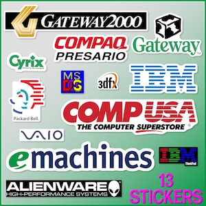 Old Computer Brands - 13 Sticker Set