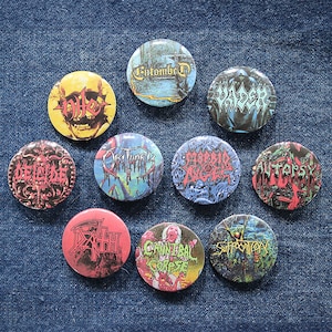Death Metal Bands Button Pins