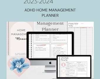 ADHD Planner 2023 2024, ADHD Planner Adult, ADHD Daily Journal, Self Care and Habit Tracker, Life Planner, 89 pages