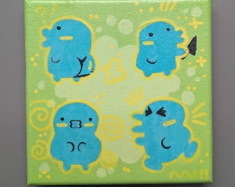 Kuchipatchi Tamagotchi Original Acrylic Virtual Pet Painting | 5 x 5 Inches