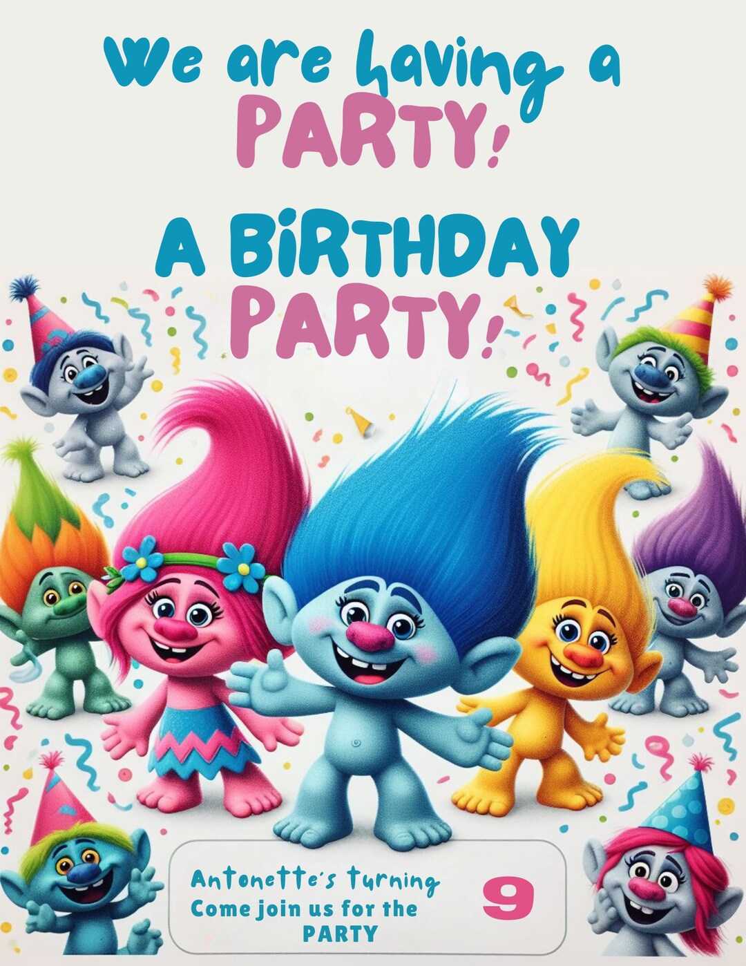 Trolls Birthday Invitation , Trolls Coloring Pages, Trolls Birthday ...